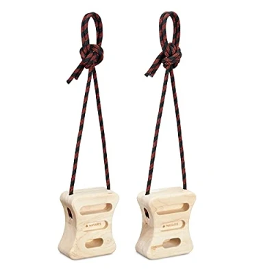 Image of Navaris Rock Climbing Fingerboards Set of 2x Wooden Hangboard Fingerboard Hanging Block for Training Fingers, Climbers Bouldering Hang Blocks