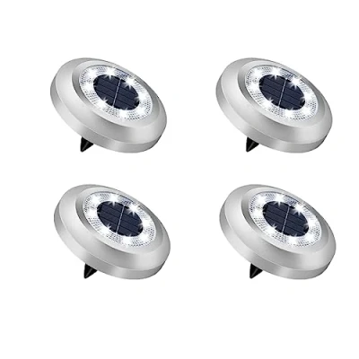 Image of Torchtree 2023 Upgraded Solar Disk Lights Outdoor Garden, Decking Powered for Lawn Pathway Yard Landscape Walkway (4 Pack Bright White)