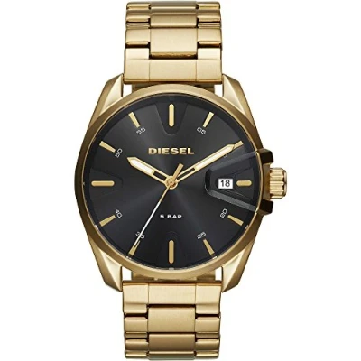 Image of Diesel Watch for Men Ms9, Three Hand Date Movement, 44 mm Gold Stainless Steel Case with a Strap, DZ1865