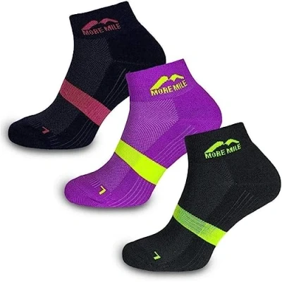 Image of More Mile Preventer 3 Pack Double Layer Womens Running Socks Anti Blister Cushioned Anklet