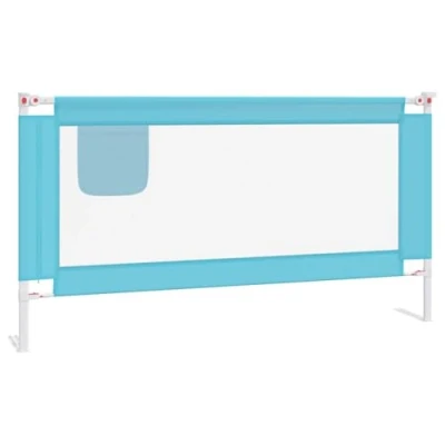 Image of vidaXL Toddler Safety Bed Rail, Blue, Fabric &amp; Metal Guard, Height Adjustable, for Children Ages 18 Months 5 Years, Suitable Beds with 3 25cm Mattress Thickness
