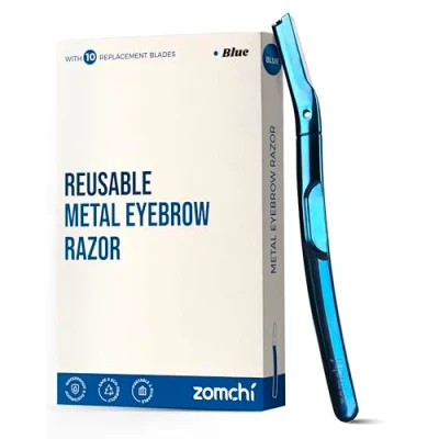 Image of ZOMCHI Eyebrow Razor, Dermaplaning Tool for Face, Trimmer Shaper with Precision Cover,Blue