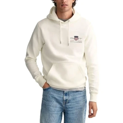 Image of GANT Medium Archive Shield Hoodie Sweatshirt, Men&#039;s, Size: 5XL, Eggshell