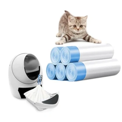 Image of Ferypet 100 Packs Cat Litter Bags with Drawstring, Compatible Robot 3/4 Box, Replacement Waste Eplacement Liners