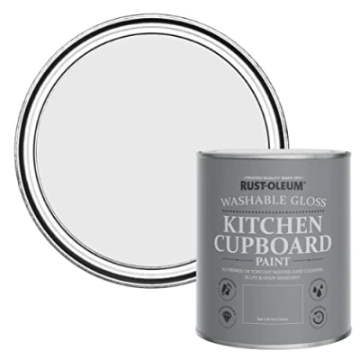 Image of Rust Oleum Grey Kitchen Cupboard Paint in Gloss Finish Monaco Mist 750ml