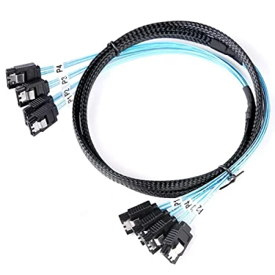 Image of ADCAUDX SATA III Cable 1M, 4Pcs/Set 6Gbps HDD SDD Data Replacement for Server Bitcoin Computer SSD CD DVD Drives Raid (3.3FT)