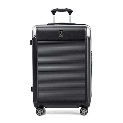 Image of Travelpro Platinum Elite Hardside Expandable Checked Suitcase, 8 Wheel Spinner, TSA Lock, Hard Shell Polycarbonate Shadow Black, Medium 70x46x34 cm