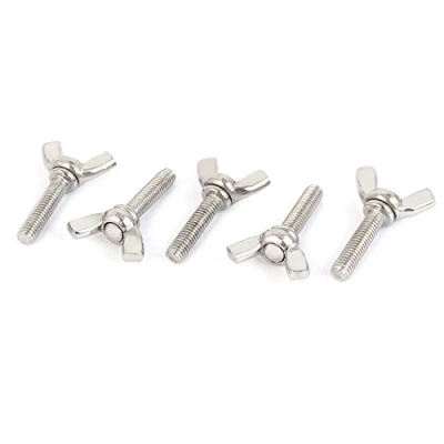 Image of sourcingmap M5 x 20mm 0.8mm Pitch 304 Stainless Steel Tone Wing Bolt Butterfly Screw Silver 5pcs