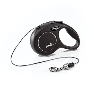 Image of FLEXI New Classic Retractable Dog Leash (Cord), Ergonomic, Durable and Tangle Free Pet Walking for Dogs Up to 18 lbs, 10 ft, Extra Small, Black