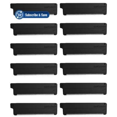 Image of baKblade 2.0 &amp; 3.0Back Hair and Body Shaver Refill Cartridges for 2.0, 3.0 Elite Shavers Dryglide Technology (12 Razors Included)