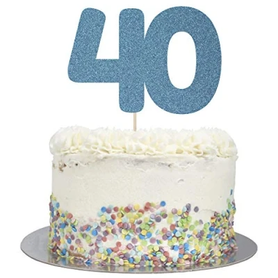 Image of Large Number 40 Glitter Cake Topper (Blue Glitter)