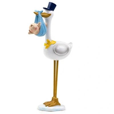 Image of Mopec Cake Topper Pit Stork Christening Child 22 cm Pack of 2 Resin Blue