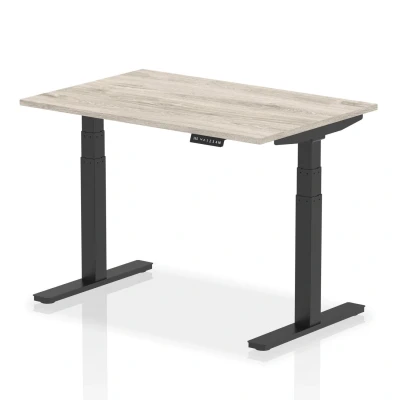 Image of Air 1200 x 800mm Height Adjustable Desk Grey Oak Top Black Leg