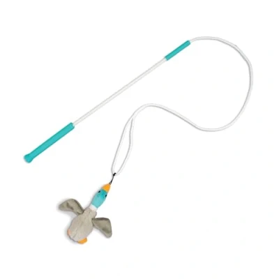 Image of Outward Hound Tail Teaser Interactive Dog Wand Toy for Exercise and Play, Plush Squeaker Included, Multicolored