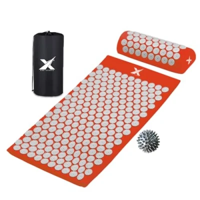 Image of XN8 Yoga Acupressure Mat Pillow Set Acupoint Acupuncture Reflexology for Massage Pain Relief Stress Reduction Therapy Relaxation with Carrying Bag and Strap(Orange/White)