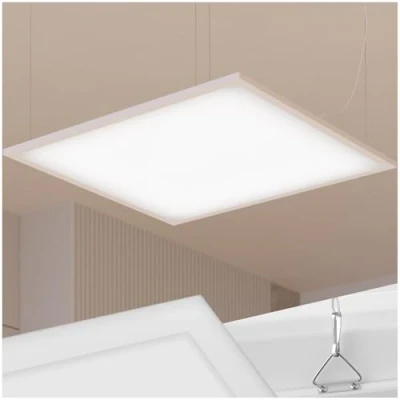 Image of TecTake® LED Panel Light in Slim Design with Floating Backlight Effect, 36W Glare Free Ceiling Steel &amp; Aluminium, Wall Mountable Lamp for Home Office 62 x cm