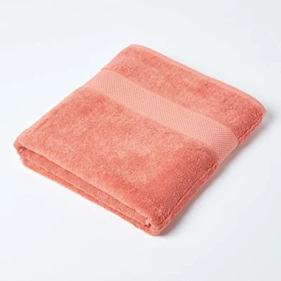 Image of HOMESCAPES Burnt Orange Turkish Cotton Bath Sheet Towel Super Soft Thick &amp; Absorbent 500 GSM Heavy Weight for everyday Luxury