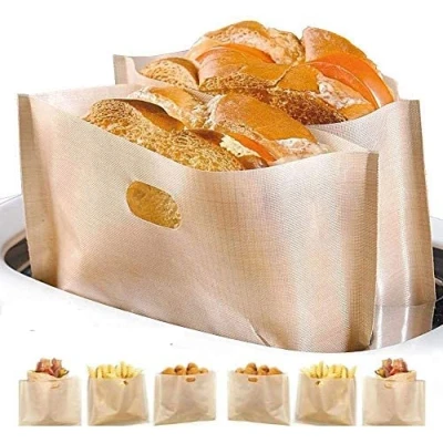 Image of Toaster Bags Reusable Non Stick Pockets Sandwich 3 6 12 Pcs, Toastie Heat Resistant Pizza Bread Snack Microwave Oven Grill BPA Free 17 * 19cm (12 Pcs)