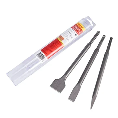 Image of Starrett SDS Plus Chisel Set 3 Piece KCPK03 Ideal Quality Wide Flat and Point Chisels for Masonry Concrete Bricks Rotary Hammer Accessories