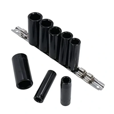 Image of Dunnet Tools 8 Piece 3/8&quot; Drive Impact Socket Set Metric Heavy Duty Hex Tool 13/16&quot; Chrome Vanadium Black Phosphate Sockets with Case Sets