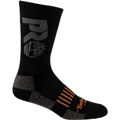 Image of Timberland Pro Big Logo Half Cushion Crew Sock 3 Pack Black X Large