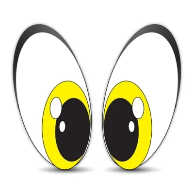 Image of SkinoEu® 2 x Vinyl Self Adhesive Stickers Cartoon Funny Eyes Laptop iPad Car Window Auto Moto Motorcycle Helmet Bike Skate Truck Racing Tuning B 76
