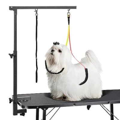 Image of Urban Deco Dog Grooming Arm with Clamp Innovative Portable Two Arms 33.5 inch Height Adjustable and Free No Sit Haunch Holder for Large Small Dogs,Cats Grey