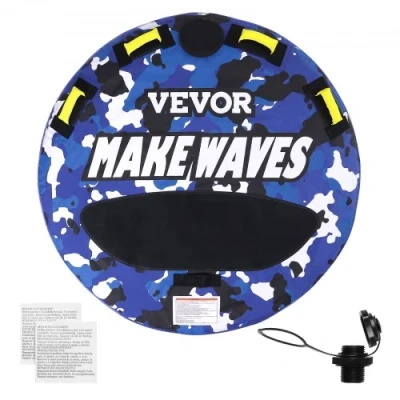 Image of VEVOR Towable Tube for Boating, 1 2 Riders Inflatable Boat Tubes and Towables, 340 lbs, 51.8&quot; Round Water Sport to Pull, Full Nylon Cover, EVA Grab Handles Speed Safety Valve