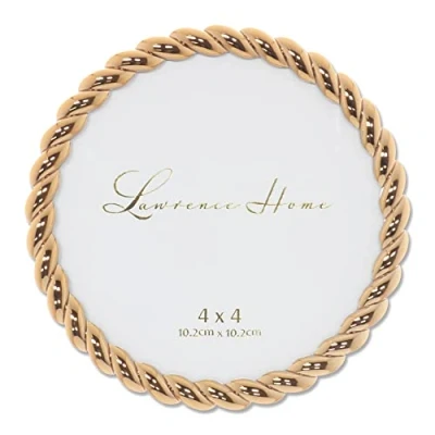 Image of Lawrence Frames Rope Design Metal Frame, 4x4 Round, Gold