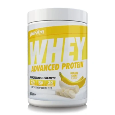 Image of Per4m Protein Whey Powder 30 Servings of High Shake with Amino Acids for Optimal Nutrition When Training Low Sugar Gym Supplements (Banana Creme, 900g)