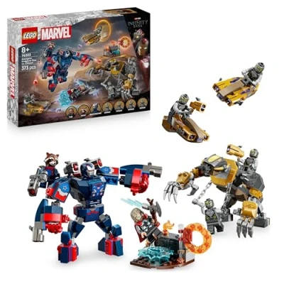Image of LEGO ǀ Marvel Avengers: Endgame Thor vs. Chitauri Building Toy with a Mech, Gorilla Figure &amp; 7 Minifigures incl. Thor, Rocket Iron Patriot Super Hero Gift for 8+ Year Old Boys 76322