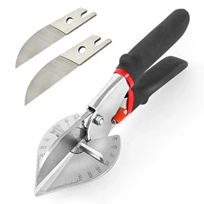 Image of Multi Angle Miter Shear Cutter Hand Tools,45 135 Degree Adjustable Scissors Trim Shears Tools for Vinyl Wood Molding Trim, 2 Extra Spare Blades Included