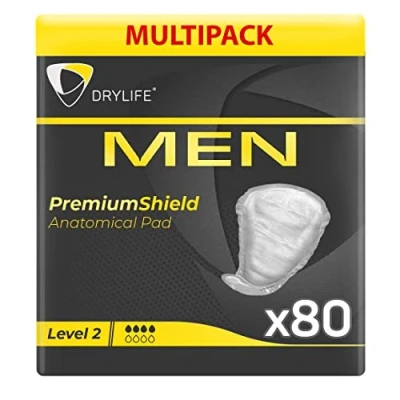 Image of Drylife Men Level 2 Premium Shield Incontinence Pads (8 Packs of 10)