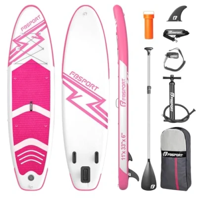 Image of FBSPORT Inflatable Stand Up Paddle Boards,SUP Board,6&quot; Thick Boarding,Paddling Board for Youth &amp; Adult,Surfboard,SUP with Adjustable Paddle/Backpack/Pump/Removable Fin (Pink)