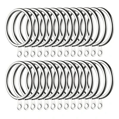 Image of Fippy 60 Packs Curtain Rings and Hooks Metal Hanging 38 mm Internal Diameter for Curtains Rods