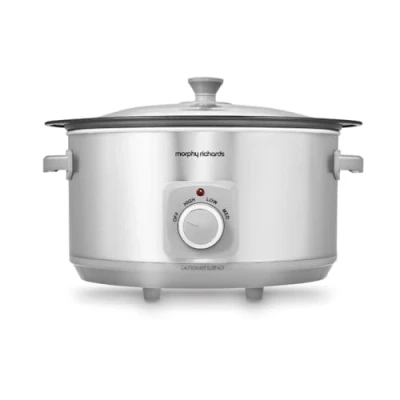 Image of Morphy Richards 461014 Sear &amp; Stew 6.5 Litre Aluminium Slow Cooker, One Pot Solution, Brushed Stainless Steel
