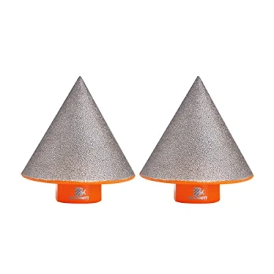 Image of Diamond Beveling Chamfer Bit,BRSCHNITT 2pcs 50mm Finger Milling Bits with M14 thread for enlarging, polishing and bevelling the exsit holes