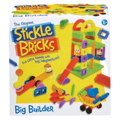 Image of Stickle Bricks Big Builder Construction Set Includes over 125 Pieces, Inspire Creativity and Motor Skills, Safe Durable Toy, Convenient Storage, Suitable for Ages 18 Months+