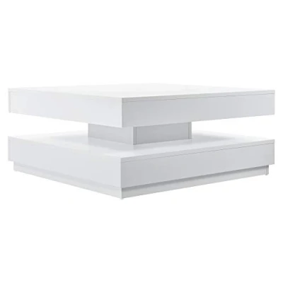 Image of [en.casa] Coffee table Florenz 76 x 38 cm Side with swivelling top and shelf Living room Sofa White