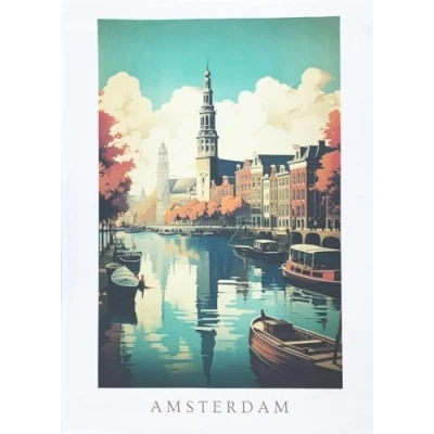 Image of Half a Donkey The Canals of Amsterdam large cotton tea towel