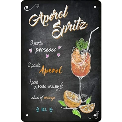 Image of Retro Funny Metal Sheet Signs Aperol Spritz, Wall Decoration, 6x8 Inch