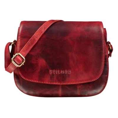 Image of STILORD &#039;Savannah&#039; Small Shoulder Bag Ladies Leather Handbag Purse for Women Elegant Cross Body Vintage in Genuine Leather, Colour:Kara red