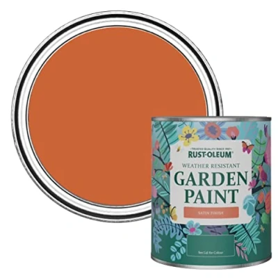 Image of Rust Oleum Orange Mould Resistant Garden Paint In Satin Finish Tiger Tea 750ml
