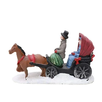 Image of Toyland® Mini Resin Christmas Collectible Ornament Village Scene Accessories Xmas Figures (Carriage Ride 3.5 x 2.6 Inch)