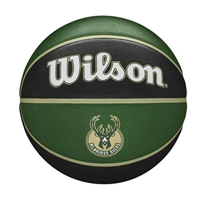 Image of Wilson Basketball, NBA Team Tribute Model, MILWAUKEE BUCKS, Outdoor, Rubber, Size: 7