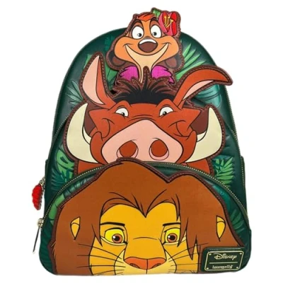 Image of Loungefly Disney Lion King Triple Pocket Three Friends Mini Backpack Double Strap, Multicolor, Mini,
