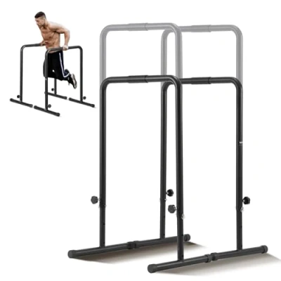 Image of VEVOR Dip Bars, 440 lbs Capacity, Heave Duty Stand Station with Adjustable Height, Fitness Workout Bar Stabilizer Parallette Push Up Stand, Parallel Bars for Strength Training Home Gym