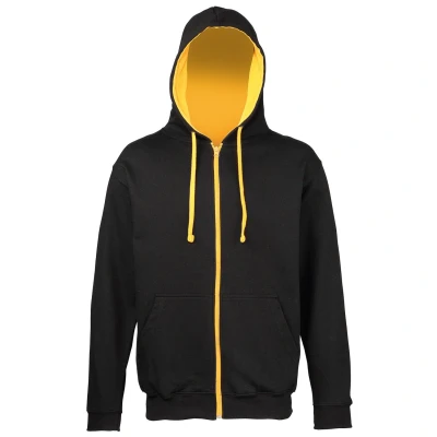 Image of AWDis Men&#039;s Varsity Zoodie Hoodie, Multicoloured (Jet Black/Gold), Small