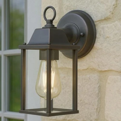 Image of CGC Lighting Antique Brass Bevelled Glass Coach Lantern Wall Light Porch Indoor Outdoor Garden Decorative Lamp Fixture (Antique Brass)