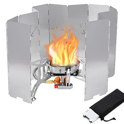 Image of Camp Stove Windshields,12 Plates Windscreen,Folding Aluminium Compact Camping Windshields for Outdoor Cookers